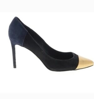 Gucci Leather Blue/Black/Gold Colorblock Heels. Size 8.5 (IT 38.5)